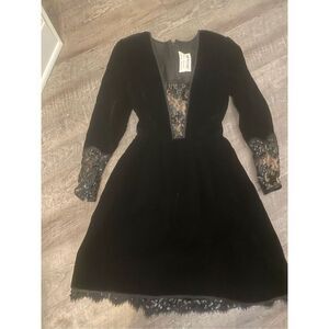 Stanley Platos Martin Ross Vintage Black Lace and Sequin Dress- size 4